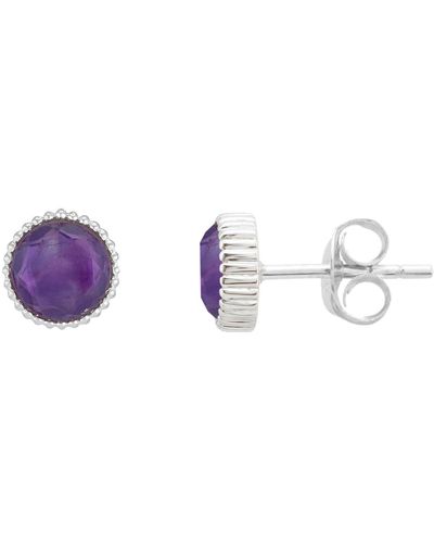 Auree Barcelona Silver February Birthstone Stud Earrings Amethyst - Purple