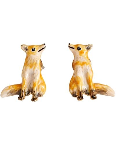 Fable England Fable Enamel Fox Earrings - Metallic