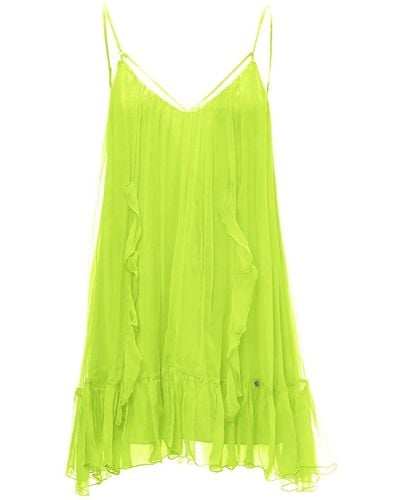 Nissa Backless Silk Mini Dress Yellow - Green