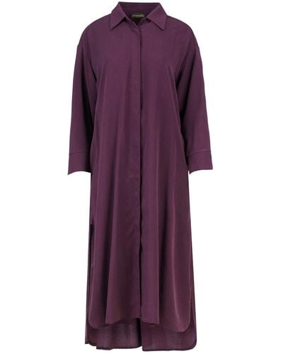 Conquista Burgundy Midi Dress With Side Slits - Purple
