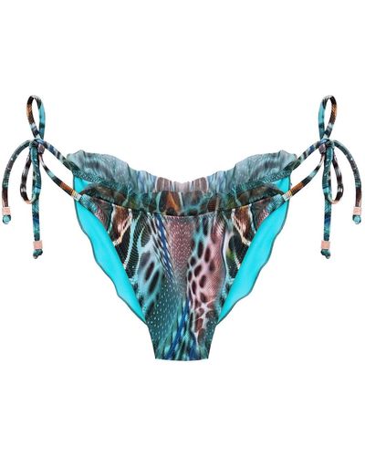 ELIN RITTER IBIZA Green Ruffle Tie-side Bikini Bottom Lucia Posidonia - Blue