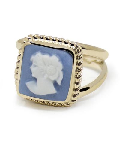 Vintouch Italy The Beloved Gold-plated Sky Blue Cameo Ring - Multicolor