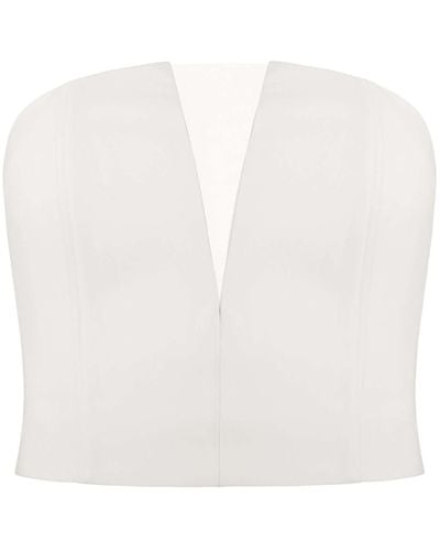 Tia Dorraine Rare Pearl Bustier Top With Criss-cross Back - White
