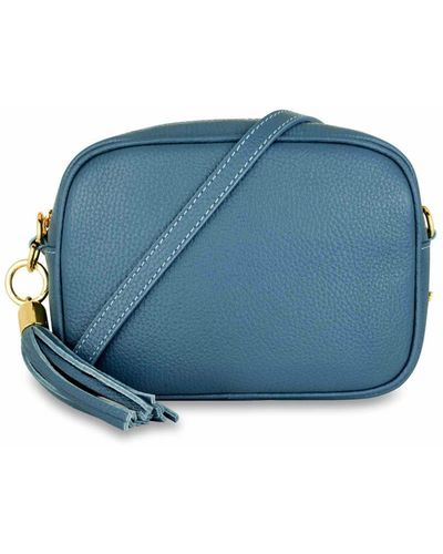 Apatchy London The Tassel Denim Leather Crossbody Bag - Blue