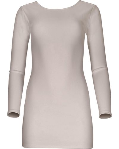 Lezat Jenna Long Sleeve Open Back Cotton Mini Dress - Brown