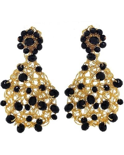 Lavish by Tricia Milaneze & Gold Aurora Handmade Earrings - Black