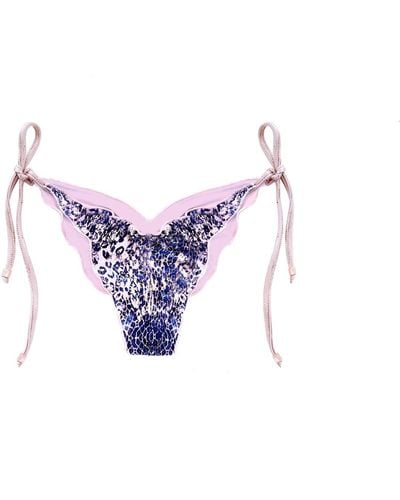 ELIN RITTER IBIZA Lilac Rose Animal Print Tie-side Recycled Bikini Bottom Sarita - Purple