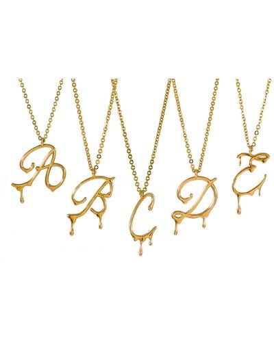 MARIE JUNE Jewelry Dripping Initial Pendant 24k Vermeil Necklace - Metallic
