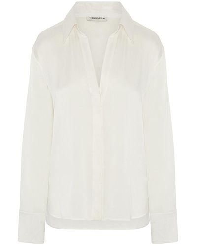 The Summer Edit Ava Sandwashed Silk Shirt - White