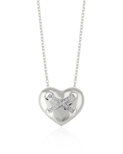 Spero London Heart X Necklace In Sterling Gold Vermeil - Metallic