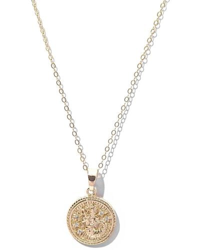The Essential Jewels Aquarius Zodiac Medallion Pendant Filled Necklace - Metallic