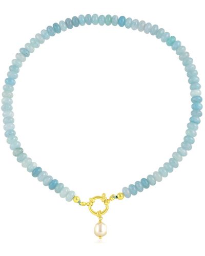Arvino Aquamarine Beaded Necklace Vermeil - Blue