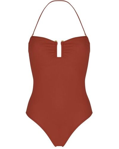 Aguaclara Ocre Bandeau Strapless One Piece - Red