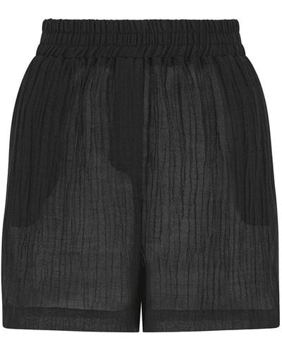 The Summer Edit Mila Crinkle Linen Shorts - Black