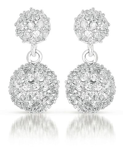Genevive Jewelry Sterling Silver Clear Cubic Zirconia Ball Earrings - White