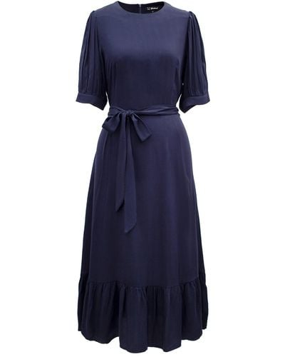 Smart and Joy Viscose Blouse-dress With Fluffy Hem - Blue