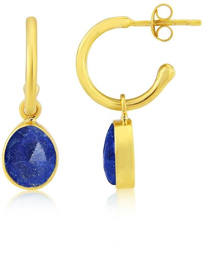 Auree Manhattan Gold & Lapis Lazuli Interchangeable Gemstone Earrings - Metallic