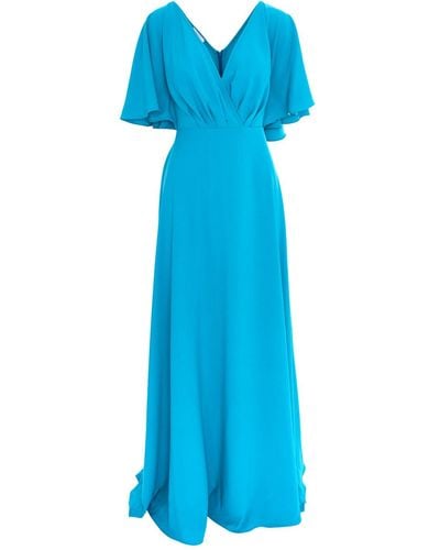 ROSERRY Florence Maxi Dress With Butterfly Sleeves In Turquoise - Blue