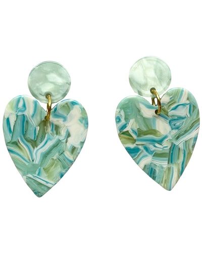 CLOSET REHAB Heart Earrings In Mint To Be - Green