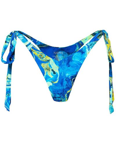 Kamari Swim LLC Skye Cheeky Tie Bikini Bottom - Blue