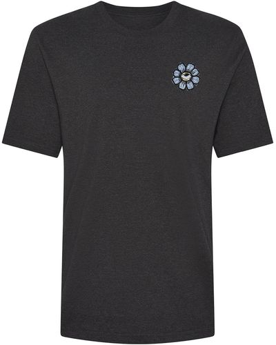 INGMARSON Blue Eyed Flower Upcycled Appliqué T-shirt - Black