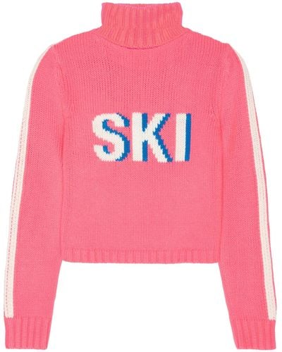 Ellsworth & Ivey Cropped Ski Turtleneck Sweater - Pink