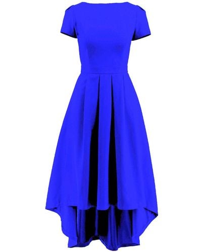ROSERRY New York Classic Asymmetrical Dress With Pockets In Royal - Blue