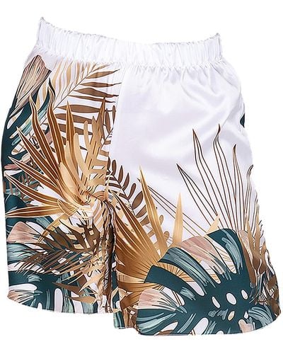 Maison Bogomil Short Satin Bermuda Shorts With Tropical Print - White