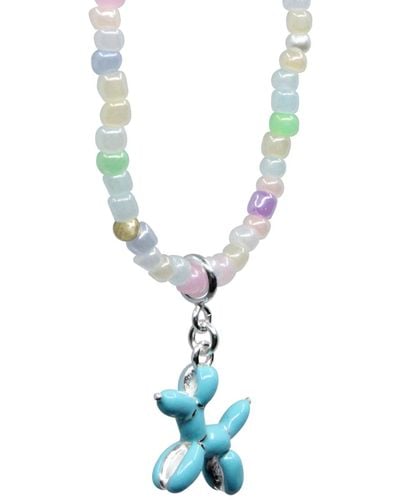Ninemoo Artisan Silver Balloon Dog Rainbow Necklace - Blue