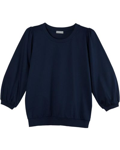 Cove Belle Navy Puffed Sleeve Top - Blue