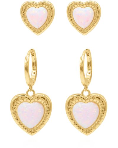 Luna Charles Opal Heart Earring Gift Set - Metallic