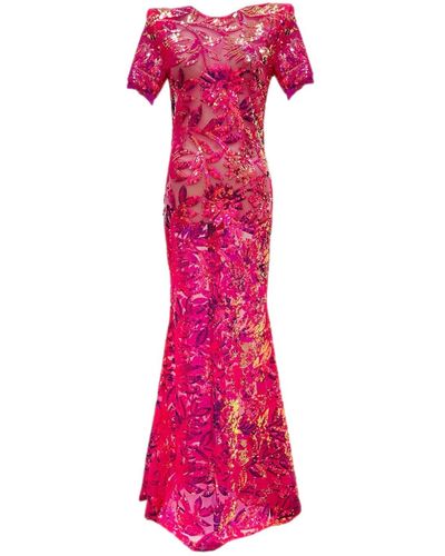 Meraki Official Floral Sequin Gown - Pink