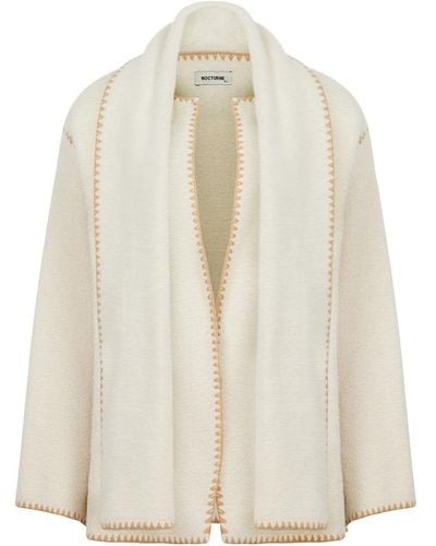 Nocturne Neutrals Knit Cardigan With Removable Scarf - White