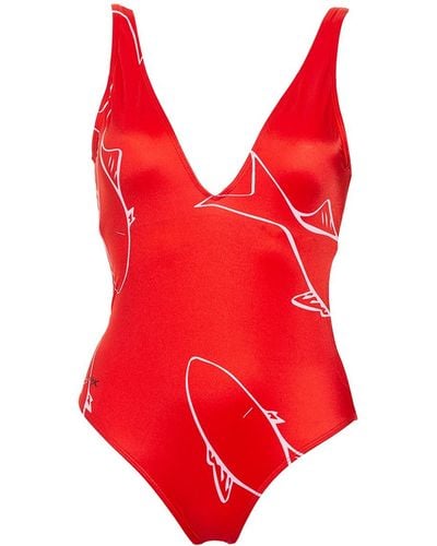 Aulala Paris Aulala X Lorieux Art One-piece Swimsuit - Red
