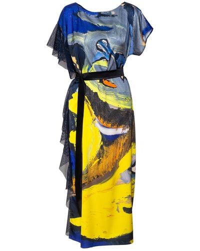 ARTISTA Bird Printed Maxi Dress - Blue