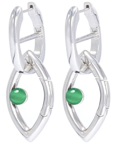 CAPSULE ELEVEN Chain Eye Earrings Green Onyx - White