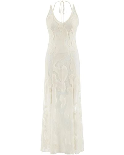 Nocturne Embroidered Long Dress - White