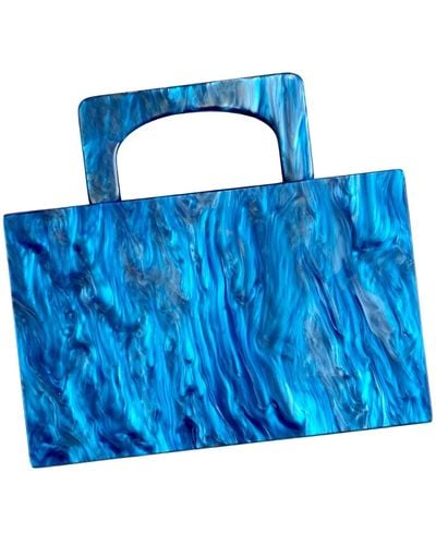 CLOSET REHAB Acrylic Party Box Purse In With Handle - Blue