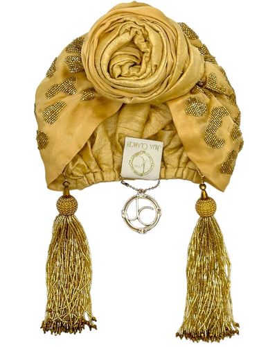 Julia Clancey Edith Luxe Leopard En Silk Turban - Yellow