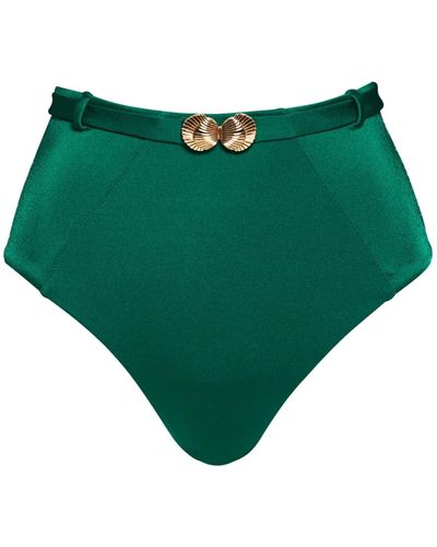 Noire Swimwear Emerald Seashell Classic High Waist Bottom - Green