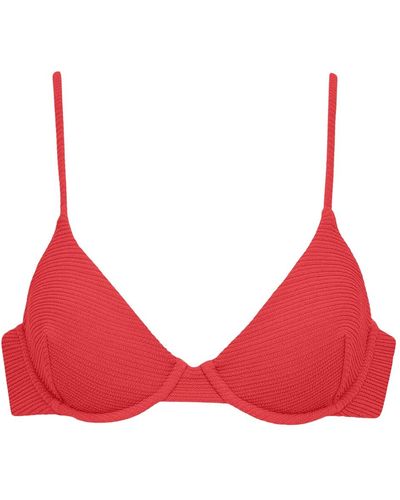 Montce Crimson Micro Scrunch Dainty Bikini Top - Red