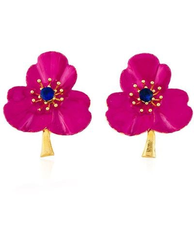 Milou Jewelry Raspberry Pink Three-leafed Clover Earrings