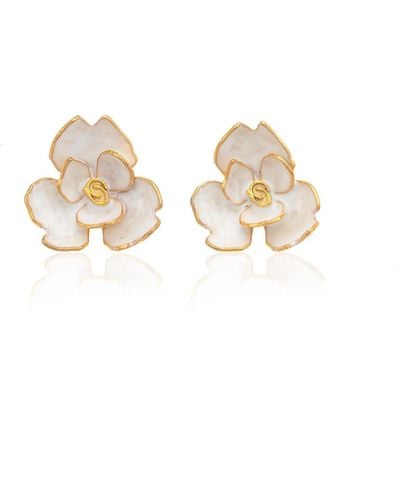 Milou Jewelry Rose Flower Earrings - Metallic