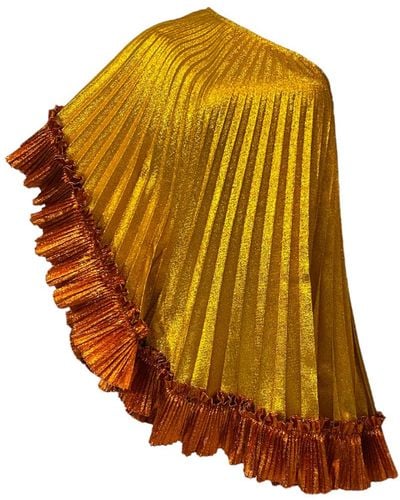 Julia Clancey Luxe Lady Mini Ophelia Amber & Copper Pleated Kaftan - Brown
