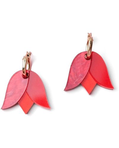 By Chavelli Tulip Earrings In Red