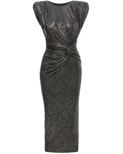 BLUZAT Midi Dress With Silver Print - Gray