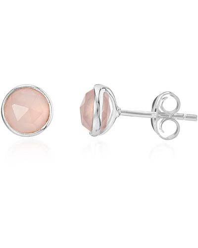 Auree Savanne Sterling Silver & Pink Chalcedony Stud Earrings - Metallic