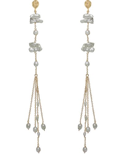 Lavani Jewels Kiyomi Pearl Long Earrings - White