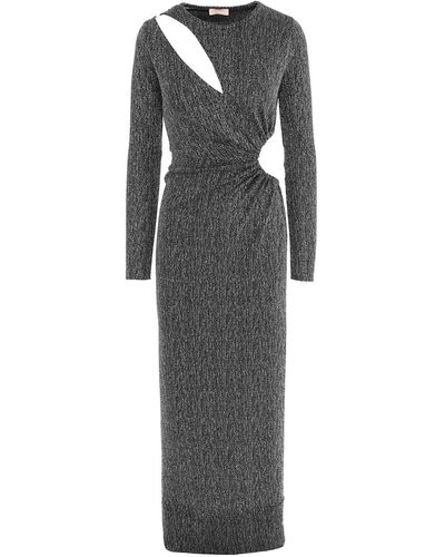ROSERRY Mykonos Glitter Jersey Cut Out Maxi Dresss In - Grey