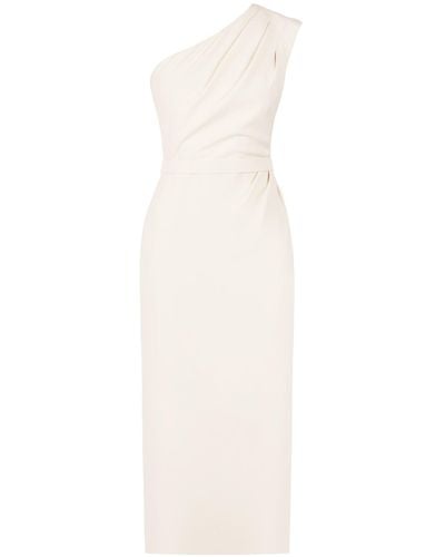 UNDRESS Neutrals Aisha Pastel One Shoulder Cocktail & Wedding Midi Dress - White